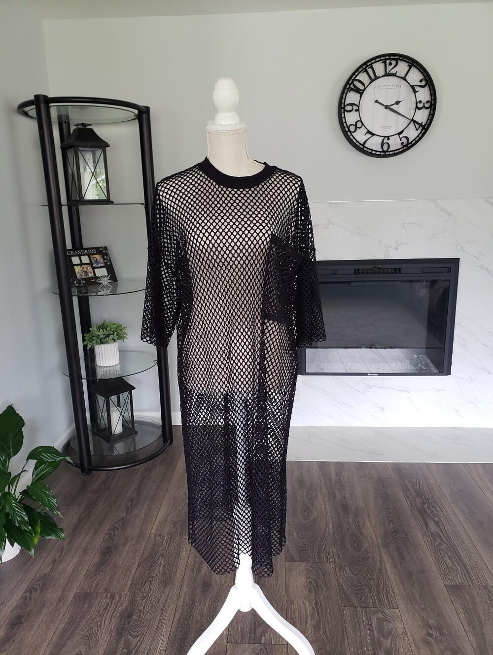 Sheer Black Fishnet Maxi Dress - Lightweight Layering Cover-Up
